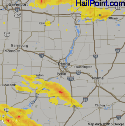 Hail Map for Peoria, IL Region on June 5, 2019