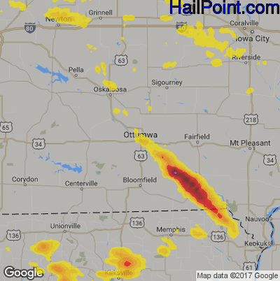 Hail Map for Ottumwa, IA Region on June 5, 2019