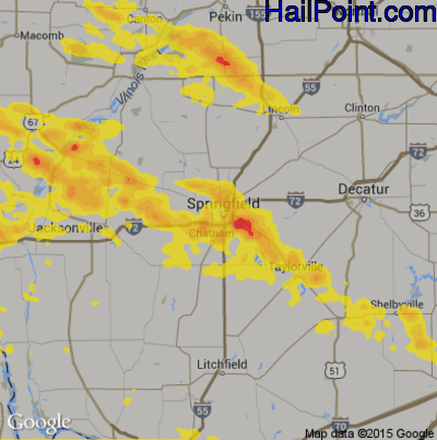 Hail Map for Springfield, IL Region on June 5, 2019
