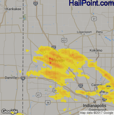Hail Map for Layfette, IN Region on June 5, 2019