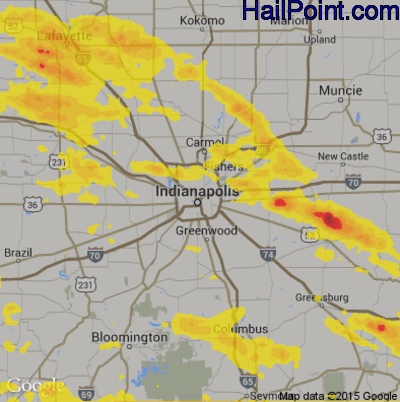 Hail Map for Indianapolis, IN Region on June 5, 2019