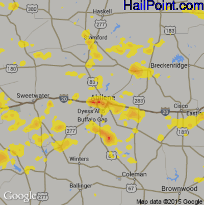 Hail Map for Abilene, TX Region on June 5, 2019