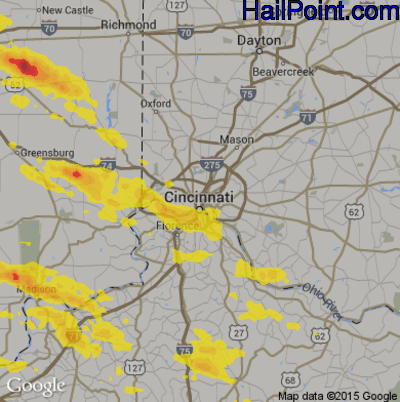 Hail Map for Cincinnati, OH Region on June 5, 2019