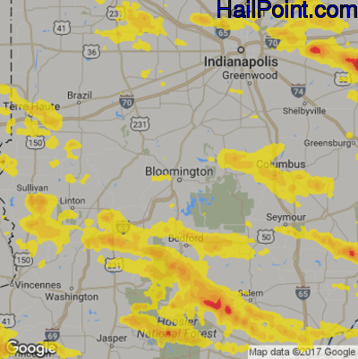Hail Map for Bloomington, IN Region on June 5, 2019