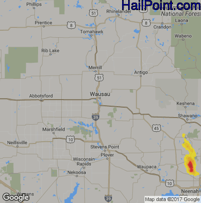 Hail Map for Wausau, WI Region on June 5, 2019