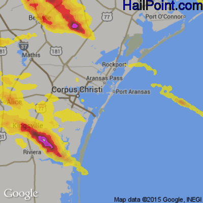 Hail Map for Corpus Christi, TX Region on June 6, 2019