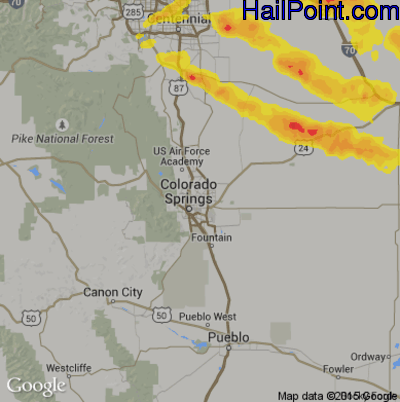 Hail Map for Colorado Springs, CO Region on June 8, 2019