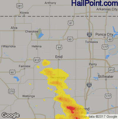Hail Map for Enid, OK Region on June 9, 2019 