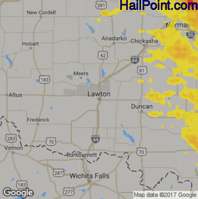 Hail Map for Lawton, OK Region on June 9, 2019