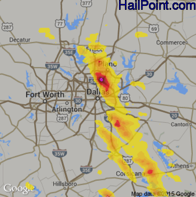 Hail Map for Dallas, TX Region on June 9, 2019