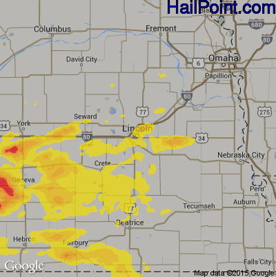 Hail Map for Lincoln, NE Region on June 15, 2019