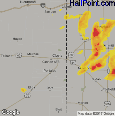 Hail Map for Clovis, NM Region on June 15, 2019