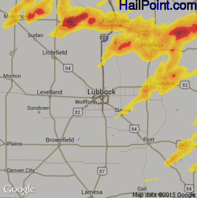 Hail Map for Lubbock, TX Region on June 15, 2019