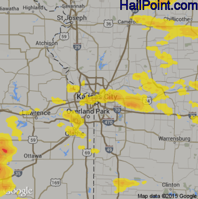 Hail Map for Kansas City, MO Region on June 15, 2019 