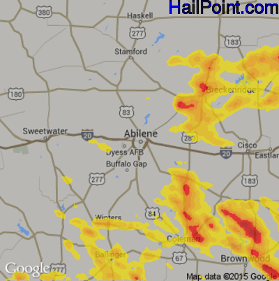 Hail Map for Abilene, TX Region on June 16, 2019