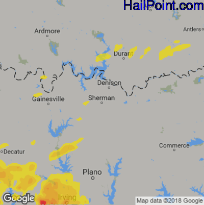 Hail Map for Sherman, TX Region on June 16, 2019