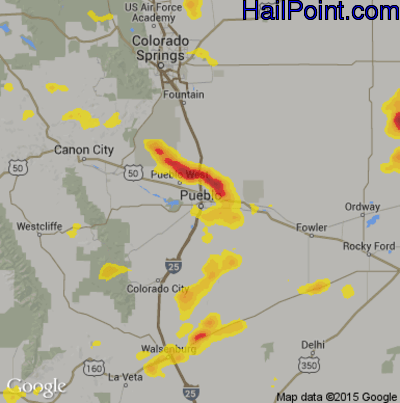 Hail Map for Pueblo, CO Region on June 17, 2019