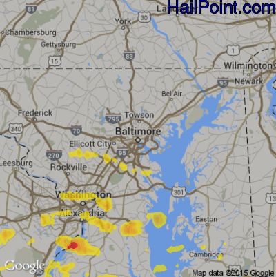 Hail Map for Baltimore, MD Region on June 17, 2019