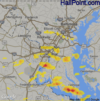 Hail Map for Washington, DC Region on June 17, 2019