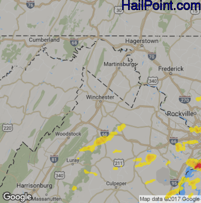 Hail Map for Winchester, VA Region on June 17, 2019