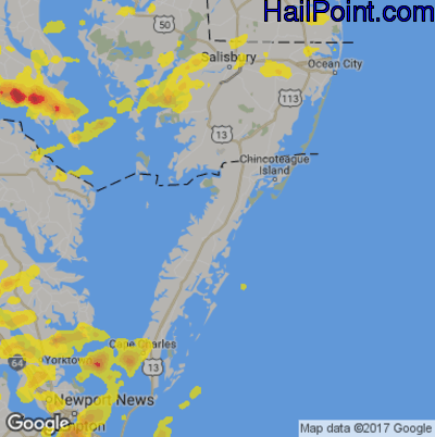 Hail Map for Parksley, DE Region on June 17, 2019