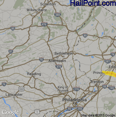 Hail Map for Allentown, PA Region on June 18, 2019