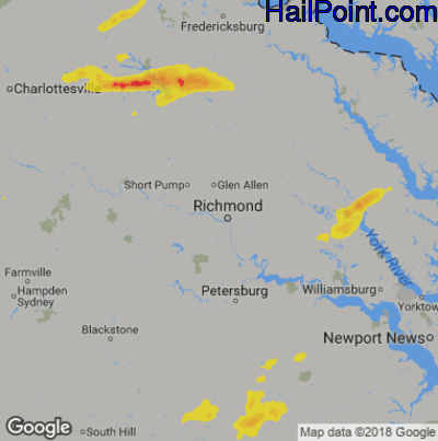 Hail Map for Richmond, VA Region on June 18, 2019