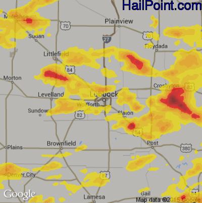 Hail Map for Lubbock, TX Region on June 18, 2019
