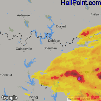 Hail Map for Sherman, TX Region on June 19, 2019