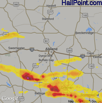 Hail Map for Abilene, TX Region on June 19, 2019 