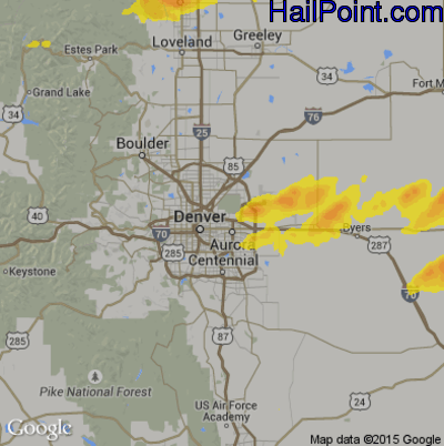 Hail Map for Denver, CO Region on June 20, 2019