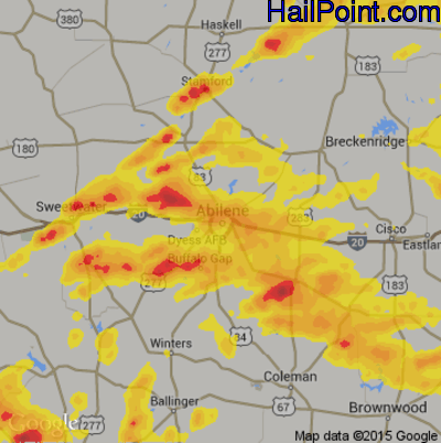 Hail Map for Abilene, TX Region on June 23, 2019