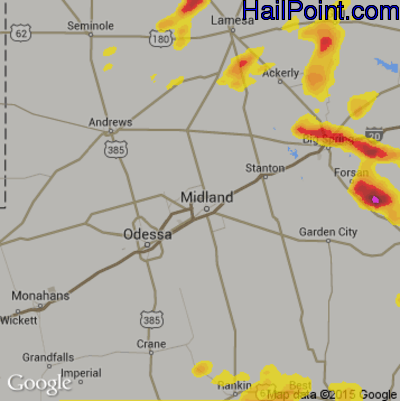 Hail Map for Midland, TX Region on June 24, 2019