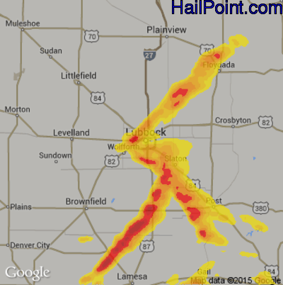 Hail Map for Lubbock, TX Region on June 24, 2019