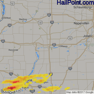 Hail Map for Peru, IL Region on June 26, 2019