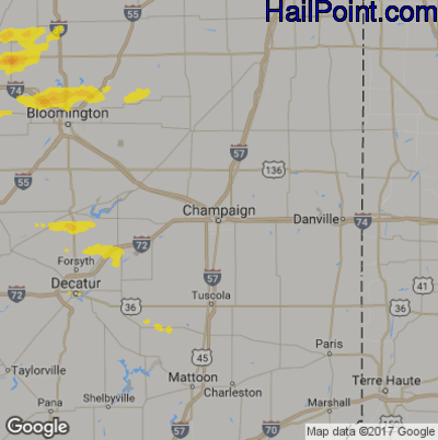 Hail Map for Champaign, IL Region on June 26, 2019