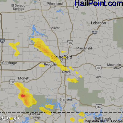 Hail Map for Springfield, MO Region on June 26, 2019 