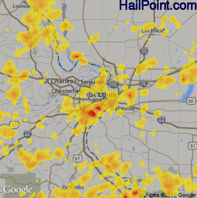 Hail Map for St. Louis, MO Region on June 26, 2019