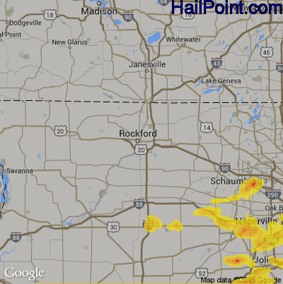 Hail Map for Rockford, IL Region on June 26, 2019