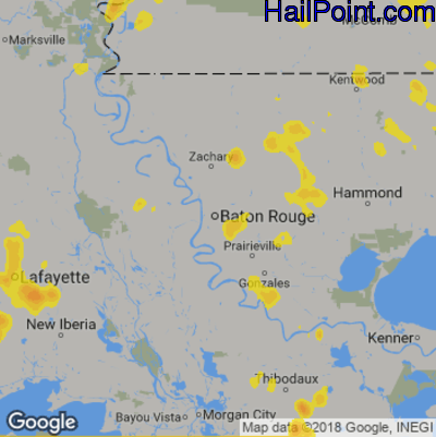 Hail Map for Baton Rouge, LA Region on June 27, 2019
