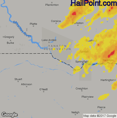 Hail Map for Grand Island, NE Region on June 27, 2019 