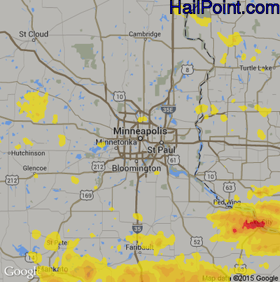 Hail Map for Minneapolis, MN Region on June 27, 2019