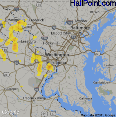 Hail Map for Washington, DC Region on June 27, 2019 