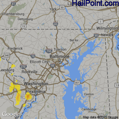 Hail Map for Baltimore, MD Region on June 27, 2019