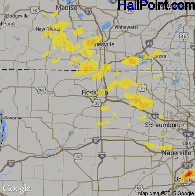 Hail Map for Rockford, IL Region on June 28, 2019