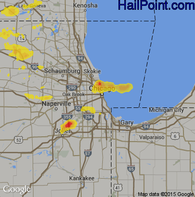 Hail Map for Chicago, IL Region on June 28, 2019 