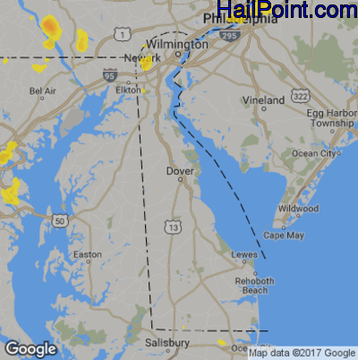 Hail Map for Dover, DE Region on June 28, 2019