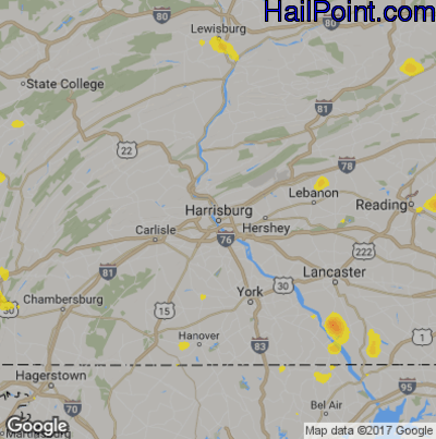 Hail Map for Harrisburg, PA Region on June 28, 2019