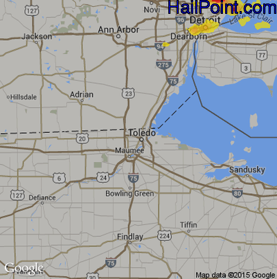 Hail Map for Toledo, OH Region on June 28, 2019