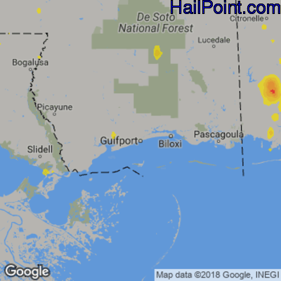 Hail Map for Gulfport, MS Region on June 28, 2019
